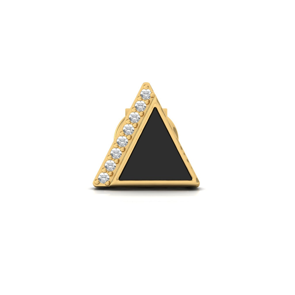 Triangle Silver Ear Stud for Men in Yellow Gold