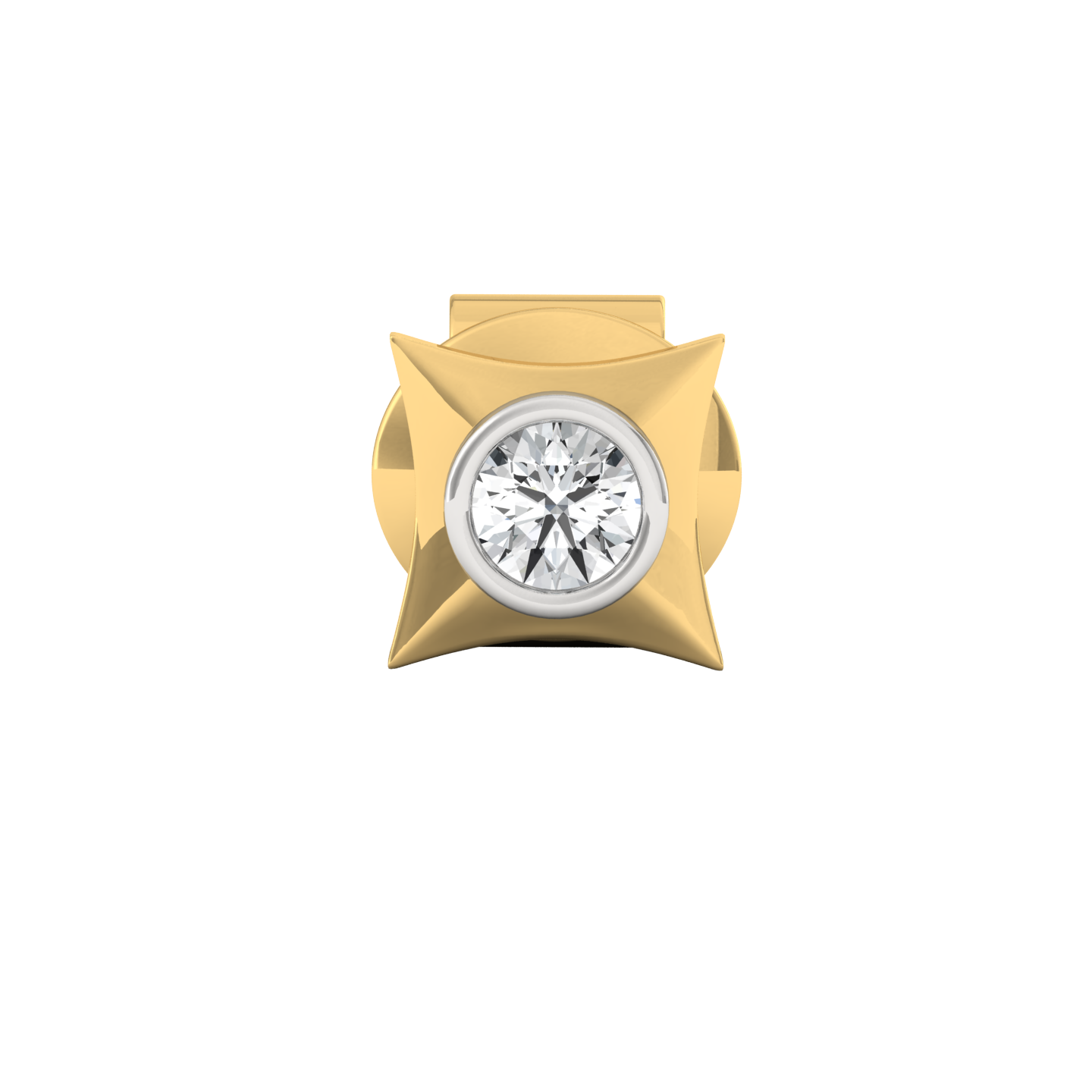 Minos Ear Silver Stud For Men - Front Yellow