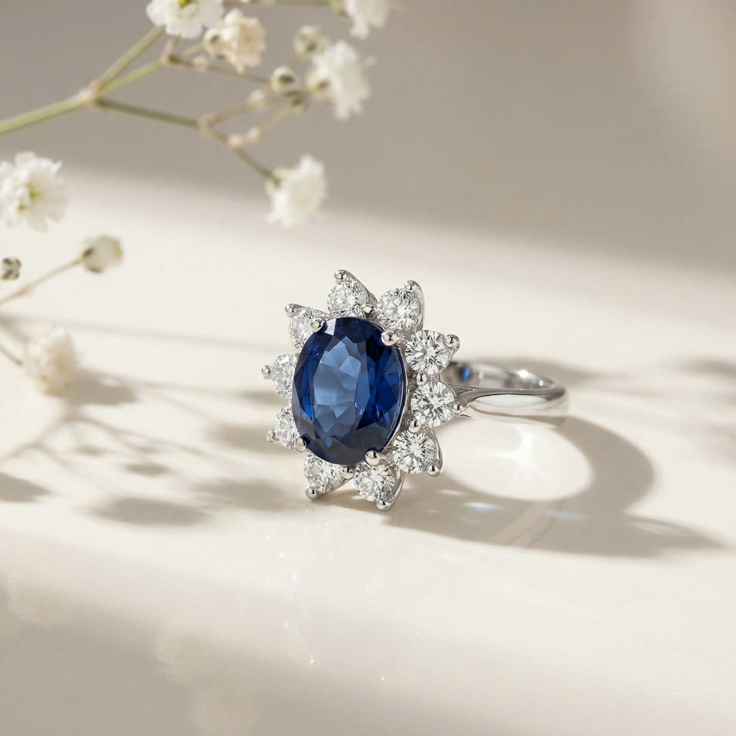 Cynthia Blue Sapphire Diamond  Ring for Her