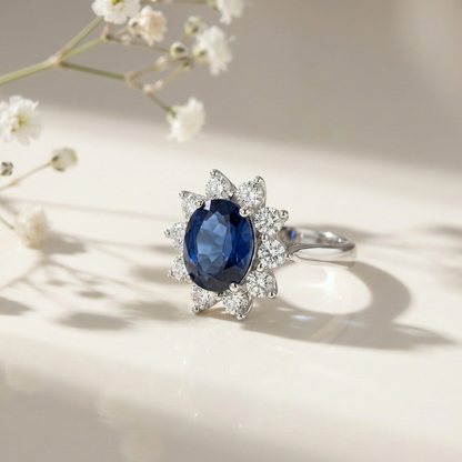 Cynthia Blue Sapphire Diamond  Ring for Her