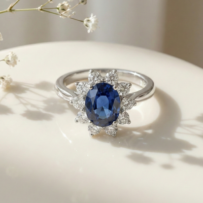 Cynthia Blue Sapphire Diamond  Ring for Her