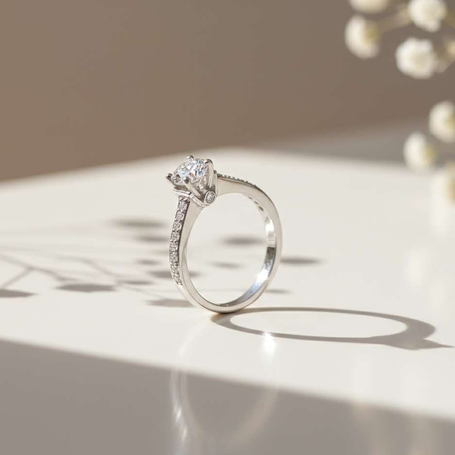 Evan Diamond Silver Ring for Women