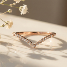 Load image into Gallery viewer, Rose Gold Wishbone CZ Ring