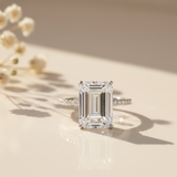 Classic Silver  Emerald CZ Solitaire Diamond Ring
