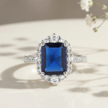 Load image into Gallery viewer, Silver Blue Sapphire Solitaire Ring