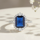 Silver Blue Sapphire Solitaire Ring