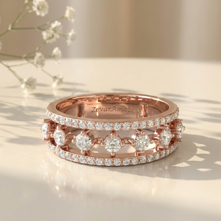 Saubhagya Swirl Silver  Band Ring  for Her