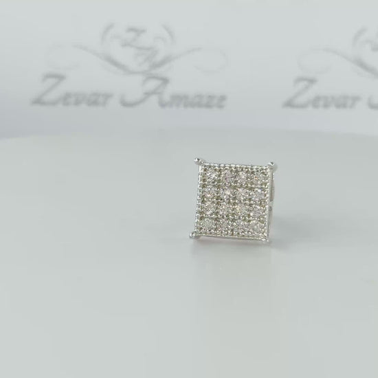 16 Square Diamond Silver Stud for Men- Silver -video