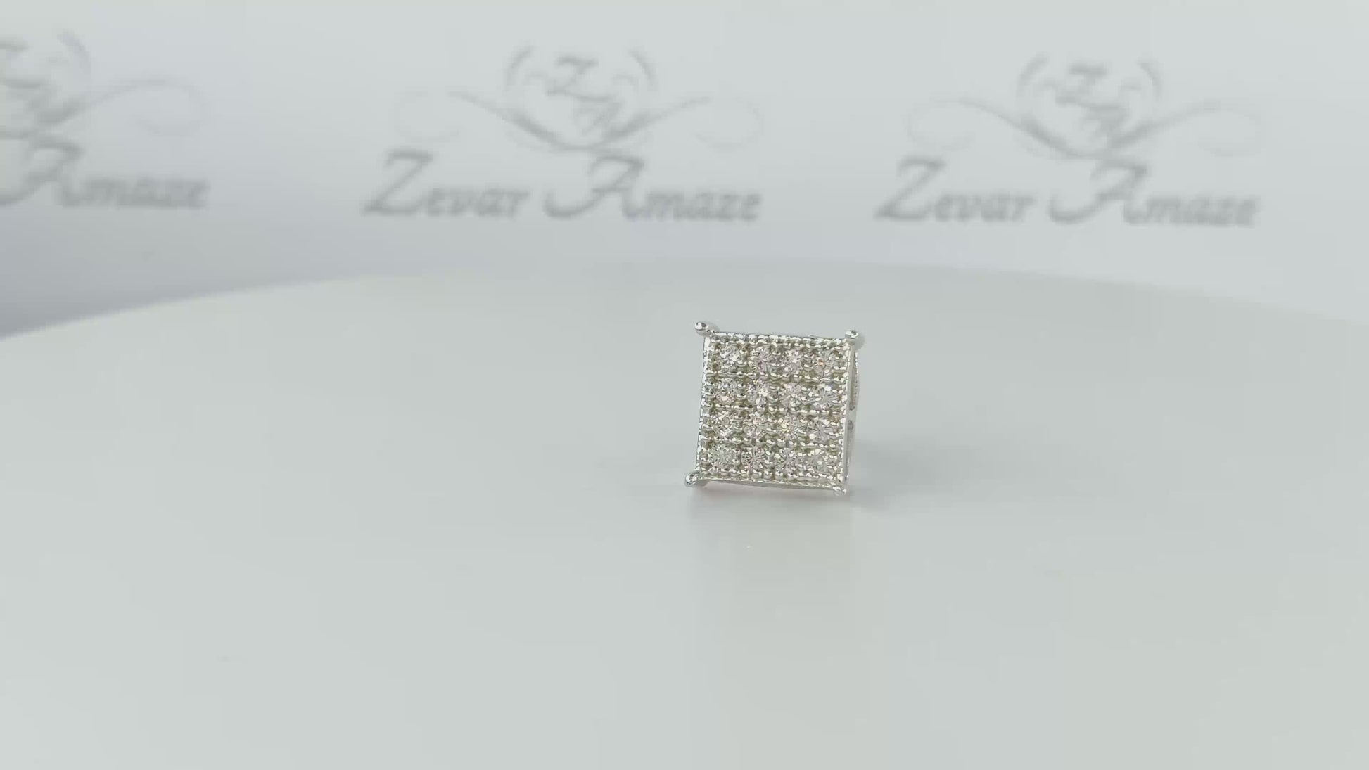 16 Square Diamond Silver Stud for Men- Silver -video