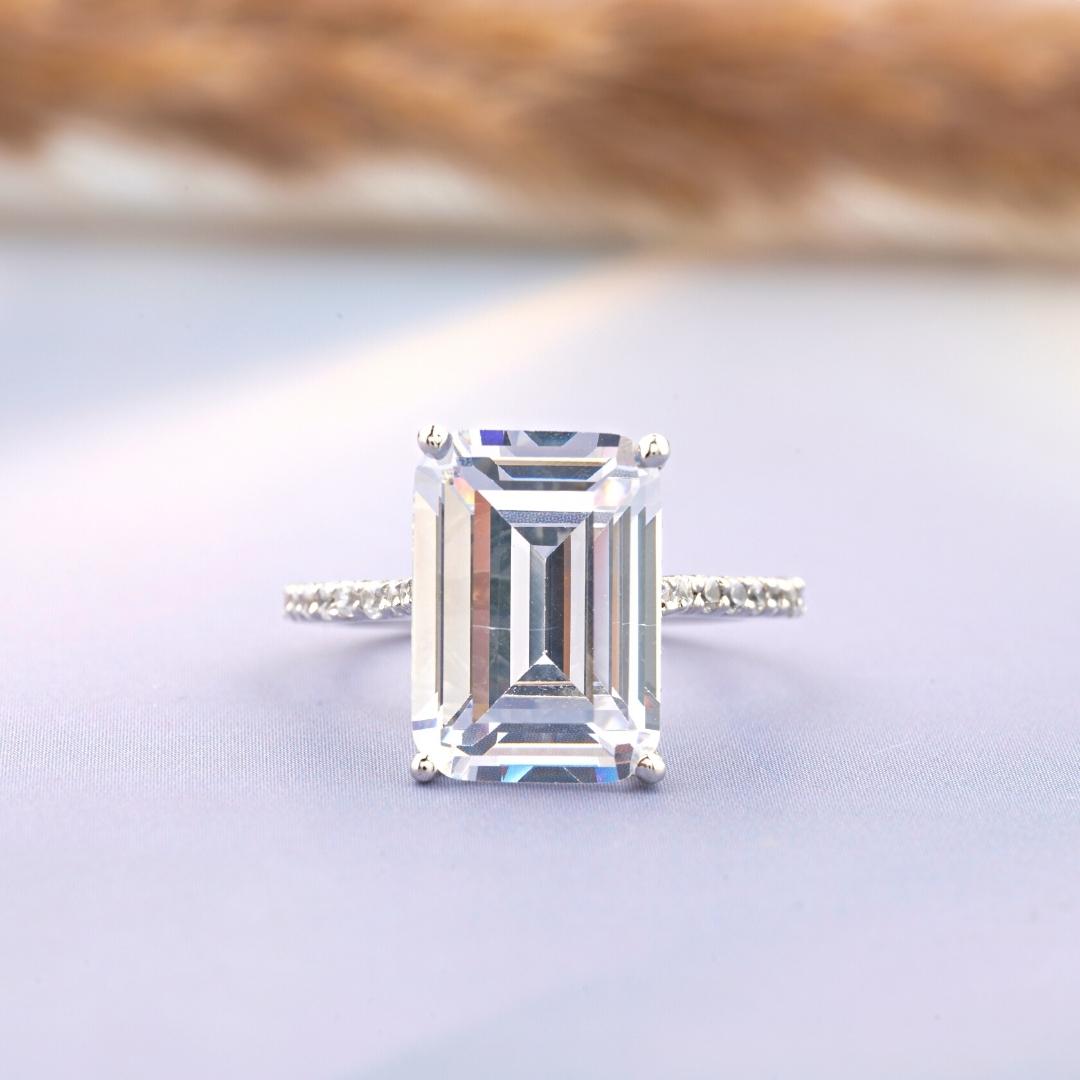Moissanite Classic Silver CZ Solitaire Ring