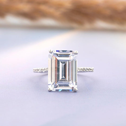 Moissanite Classic Silver CZ Solitaire Ring