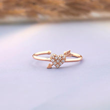 Load image into Gallery viewer, Rose Gold Heart and Arrow Ring