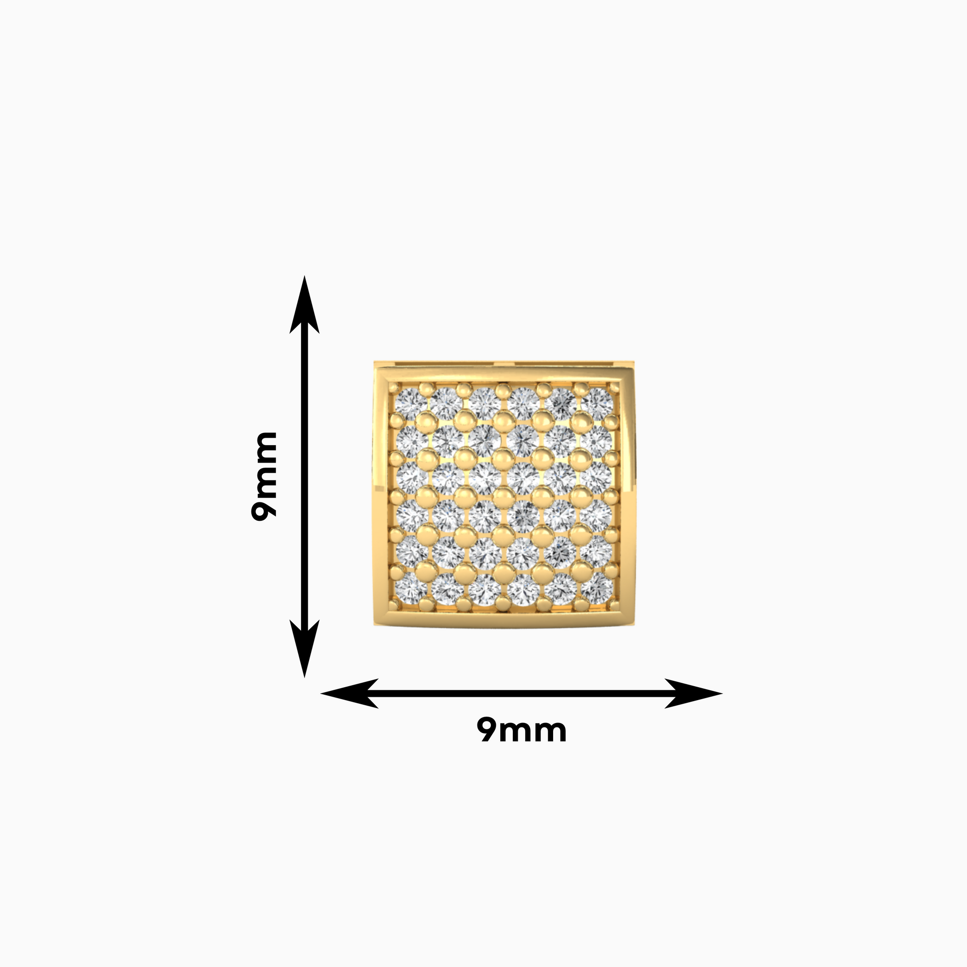 9mm x 9mm Yellow Earring for Men made in Silver