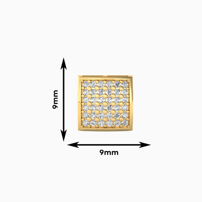 9mm x 9mm Yellow Earring for Men made in Silver