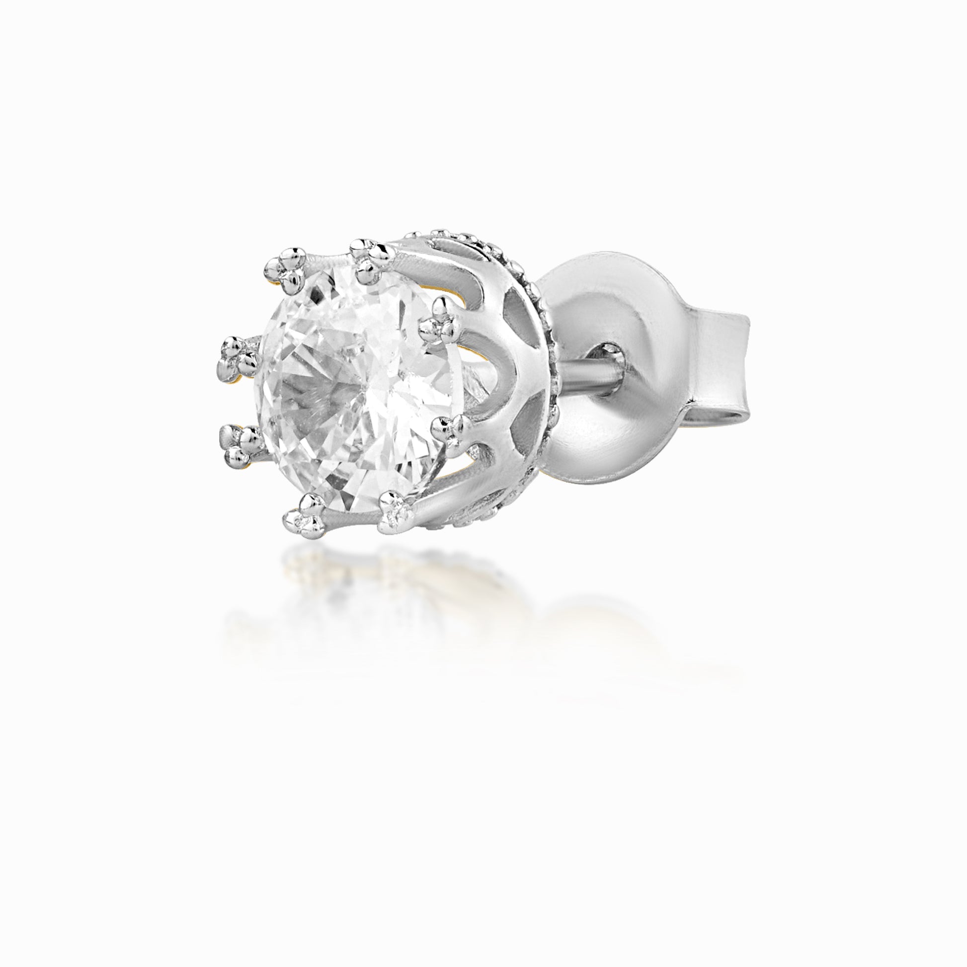 Round Crown Silver Stud for Men