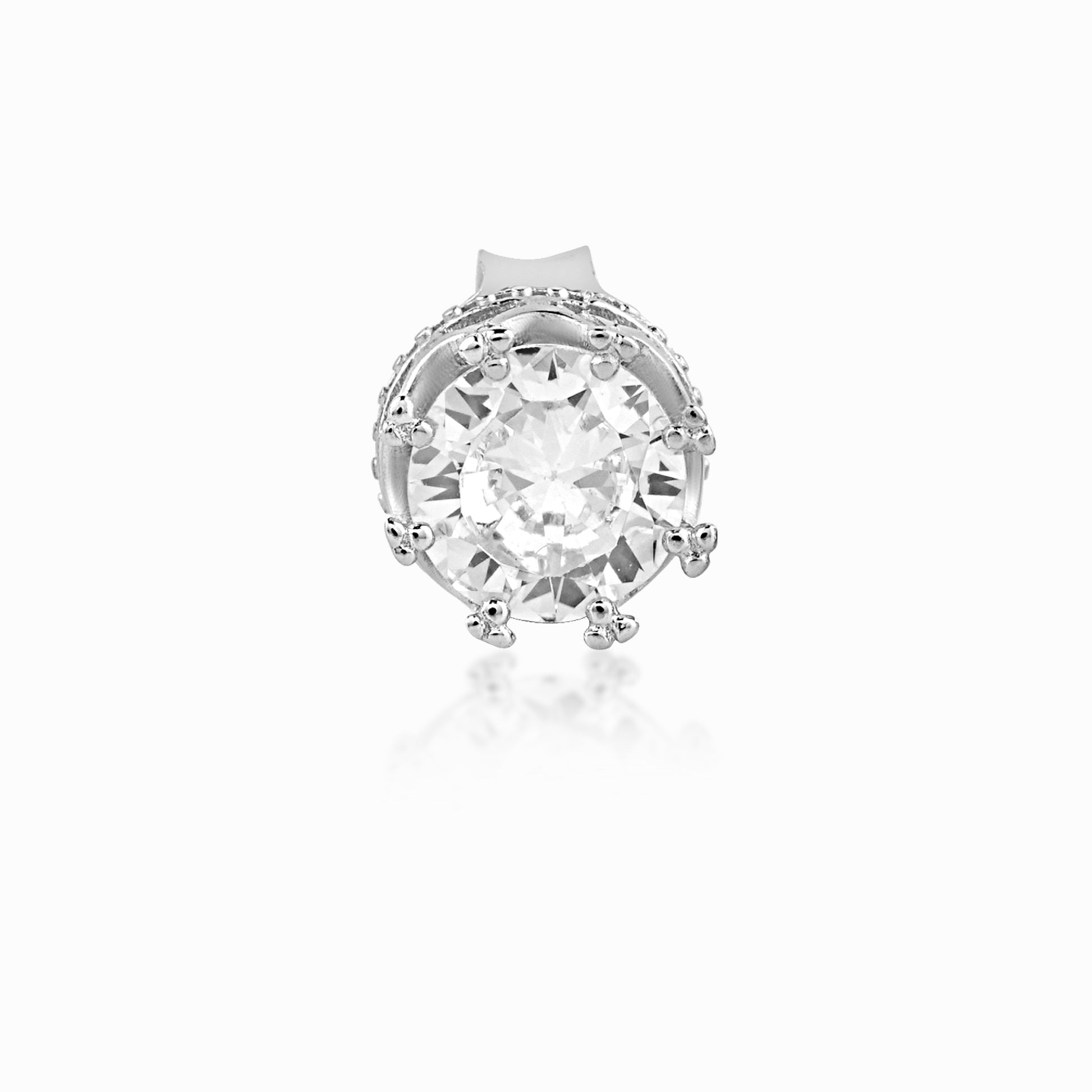 front view of crown earring -white