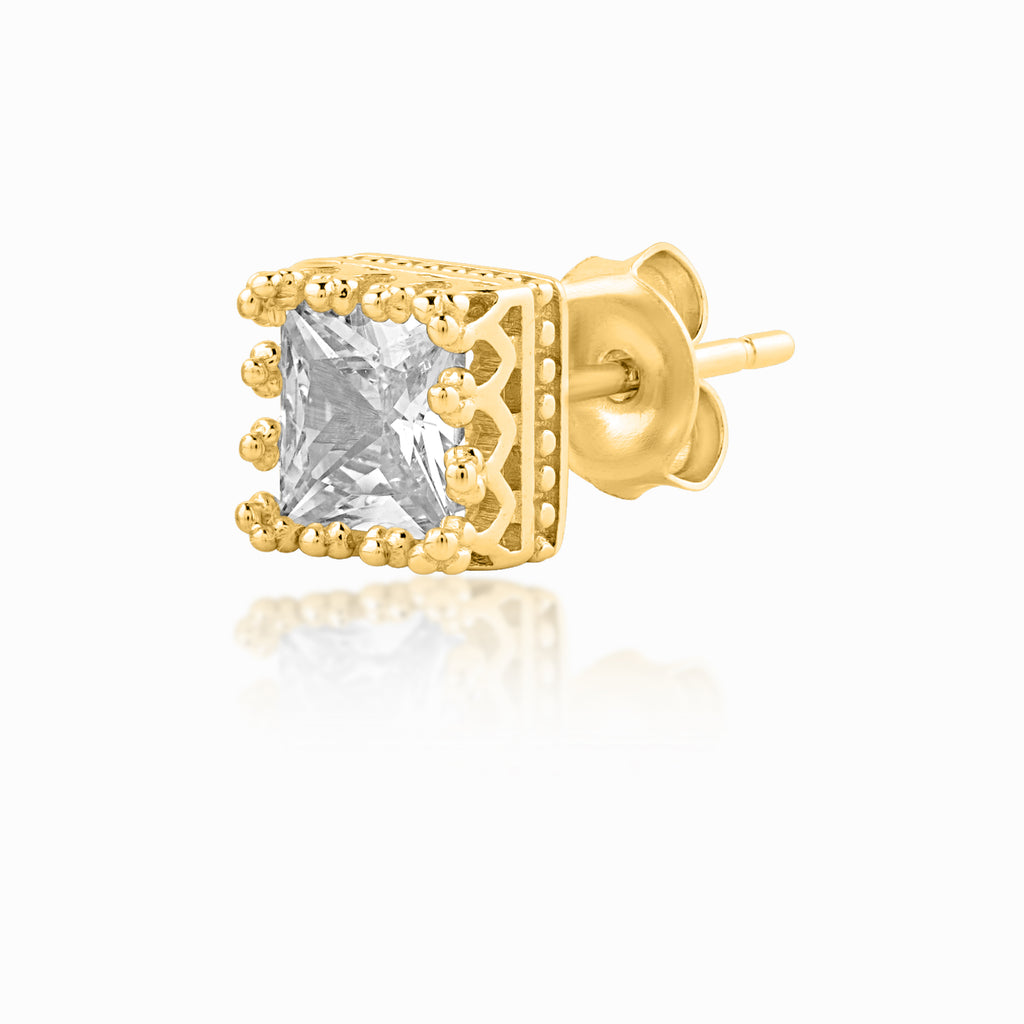 yellow variant of Square Crown Silver Stud for Men
