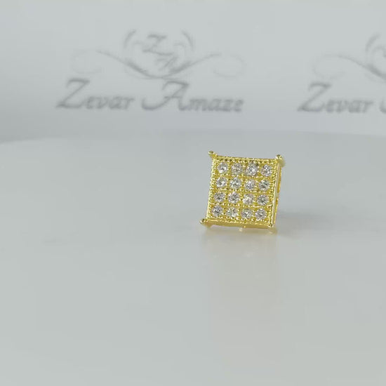 16 Square Diamond Silver Stud for Men - video for yellow variant