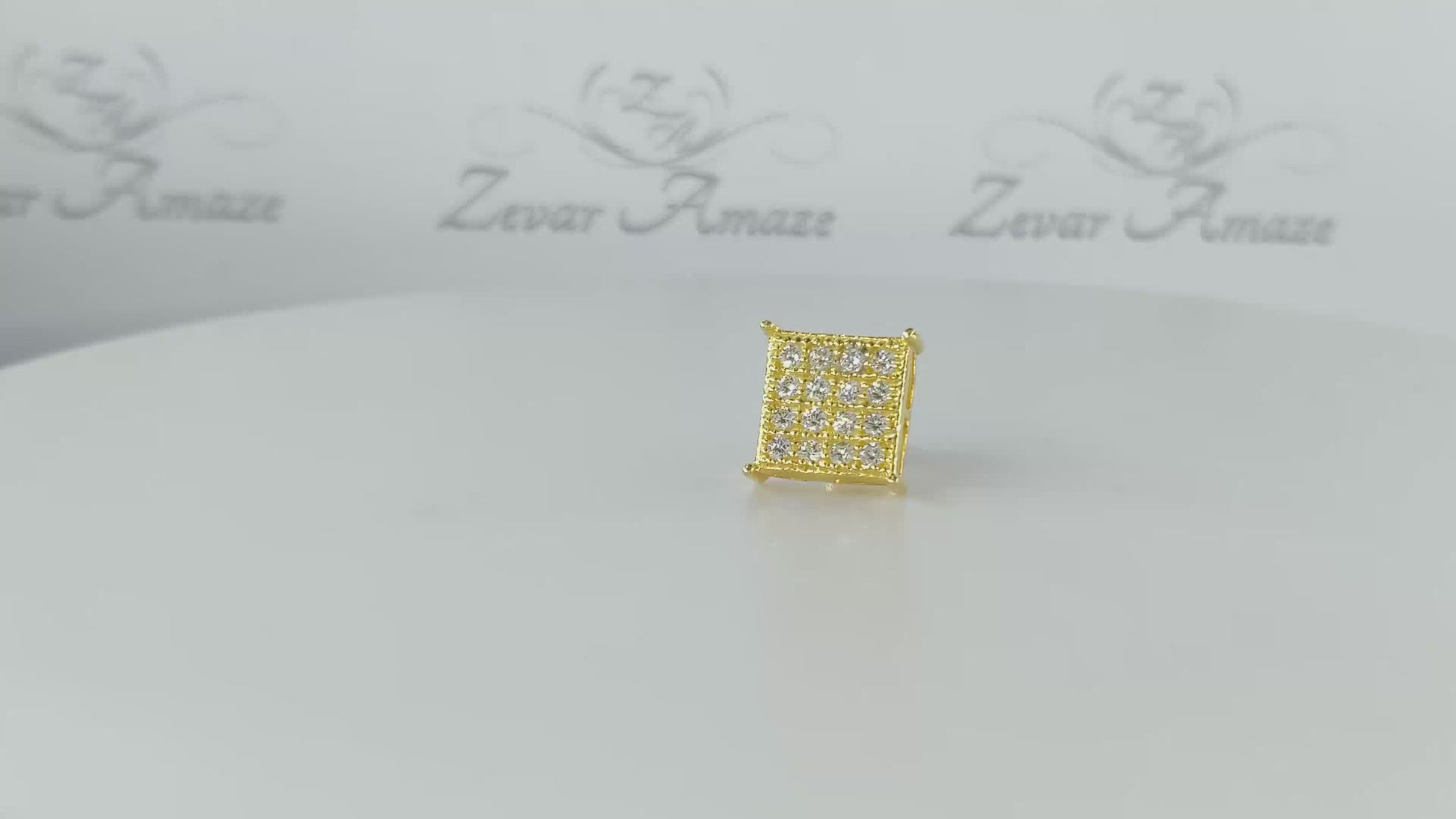 16 Square Diamond Silver Stud for Men - video for yellow variant