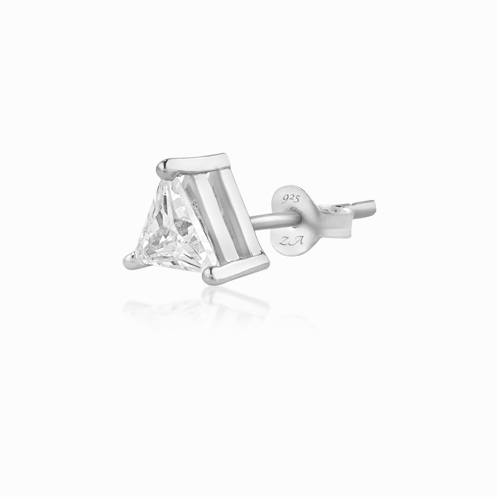 Triangle Solitaire Silver Stud for Men