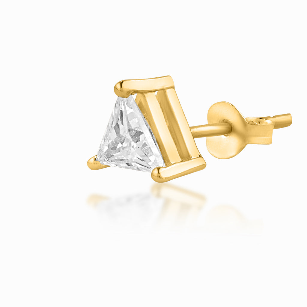 yellow variant Triangle Solitaire Silver Stud for Men