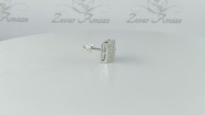 36 square diamond Silver Stud for Men (1 PC ONLY)