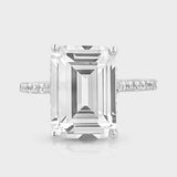 Classic Silver  Emerald CZ Solitaire Diamond Ring