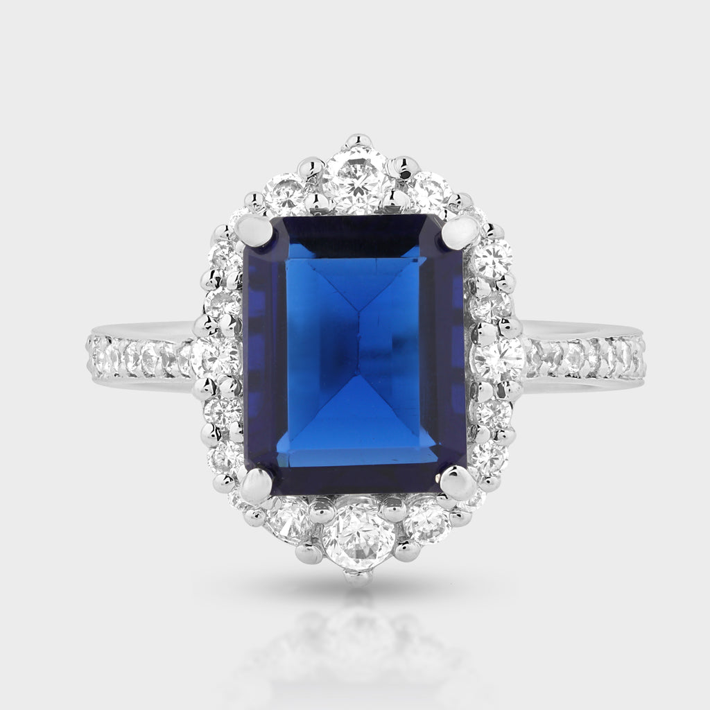 Silver Blue Sapphire Solitaire Ring