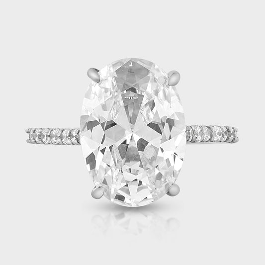 Moissanite Classic Silver oval CZ Solitaire Ring