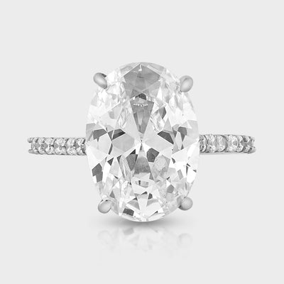 Moissanite Classic Silver oval CZ Solitaire Ring