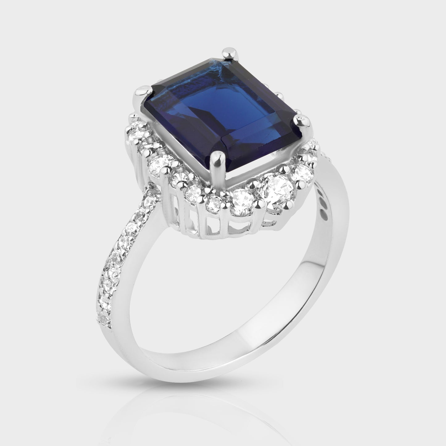 Silver Blue Sapphire Solitaire Ring