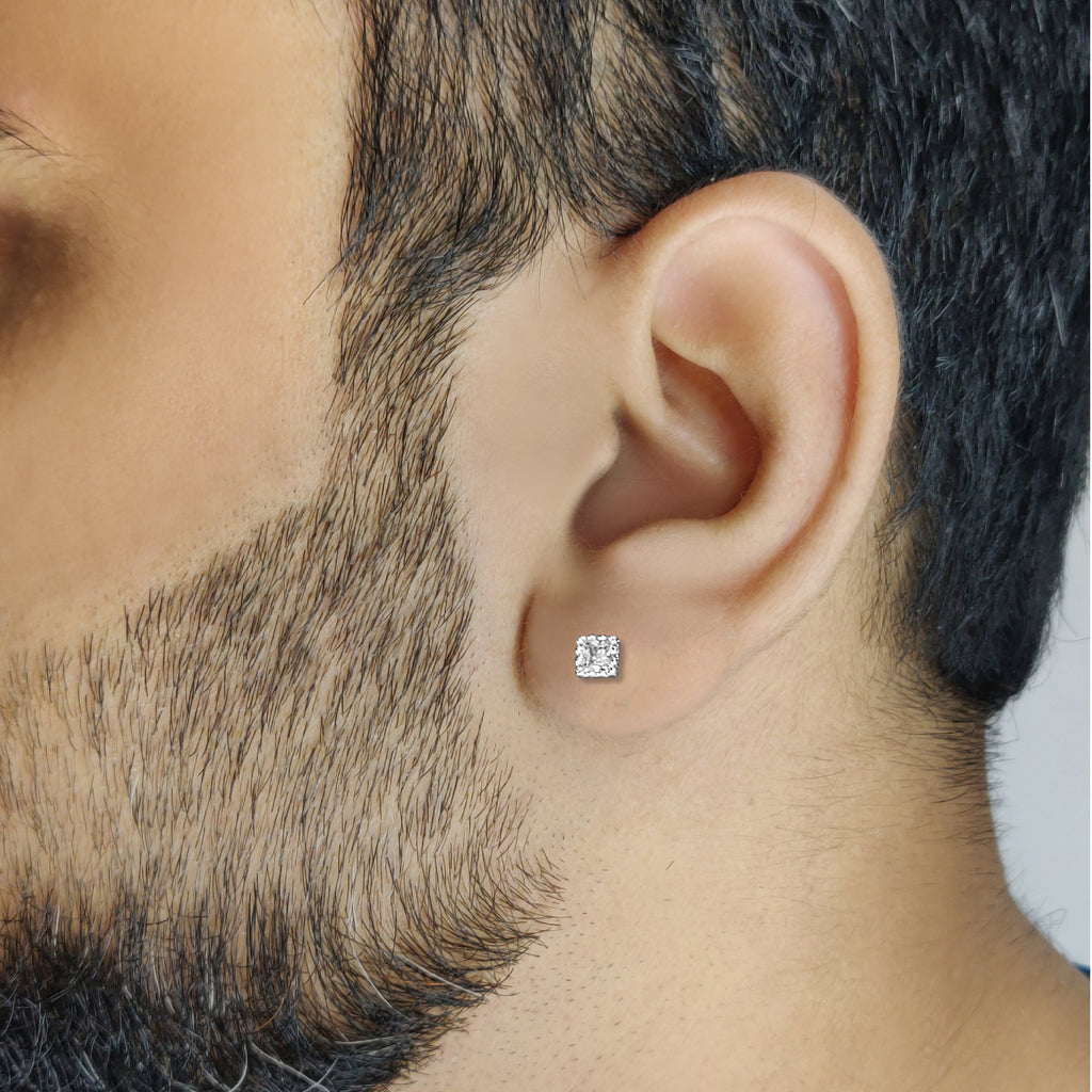Square Crown Silver Stud for Men