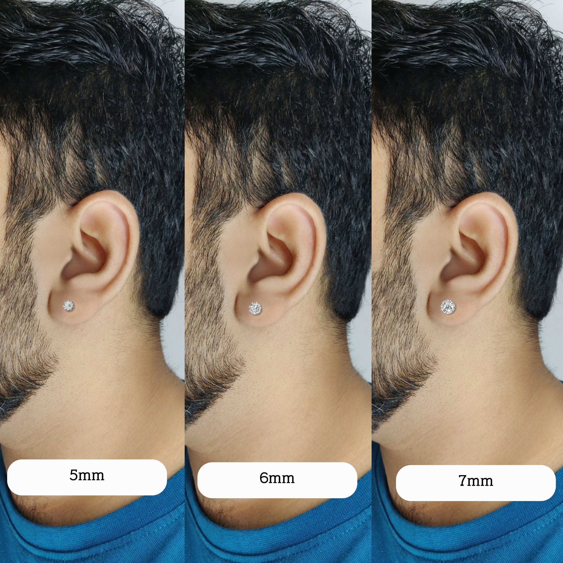 Round Crown Silver Stud for Men - different size