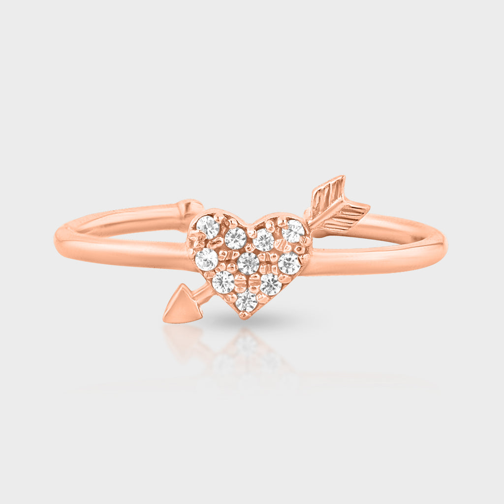 Rose Gold Heart and Arrow Ring