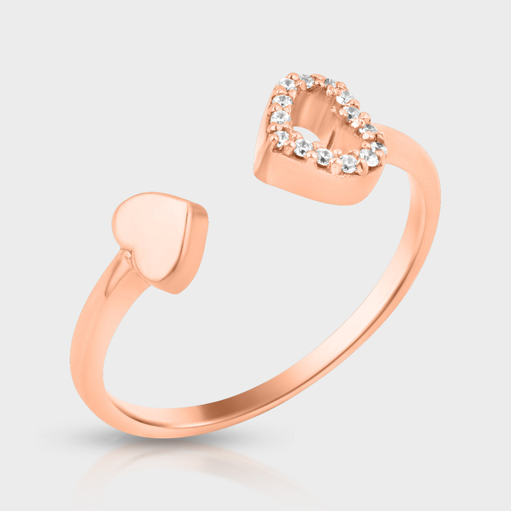 Rose Gold Dual Heart Ring