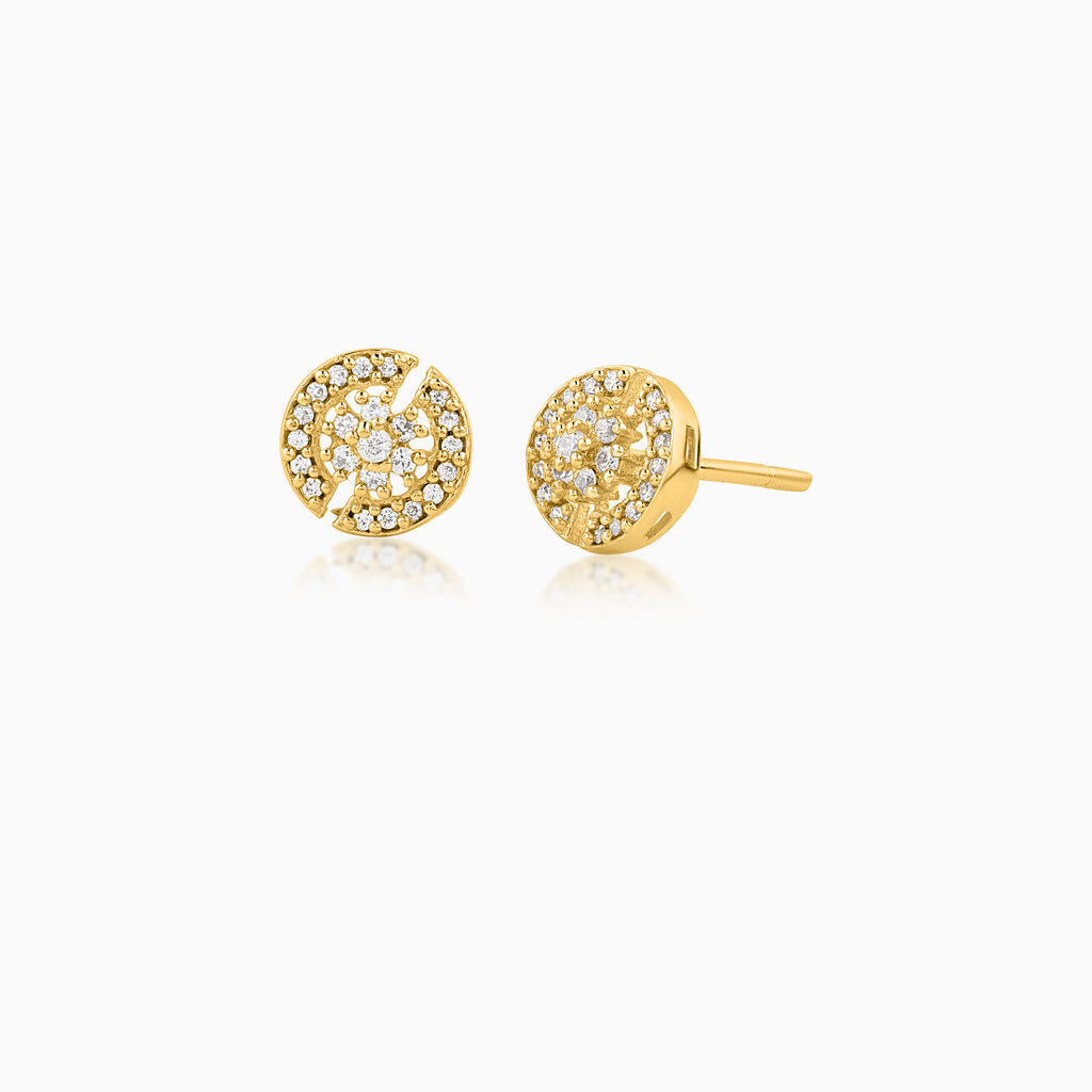 Golden moon studded earrings