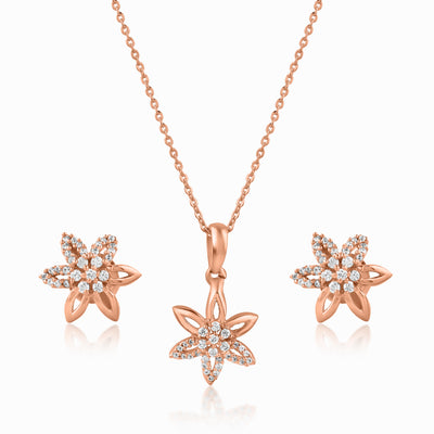 Floral Rose Gold Pendant Set