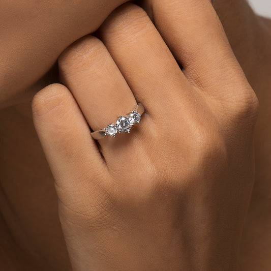 Zevar Amaze Silver ring for women - hand model