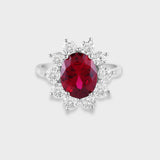 Cynthia Red Ruby Diamond Silver Ring for Her