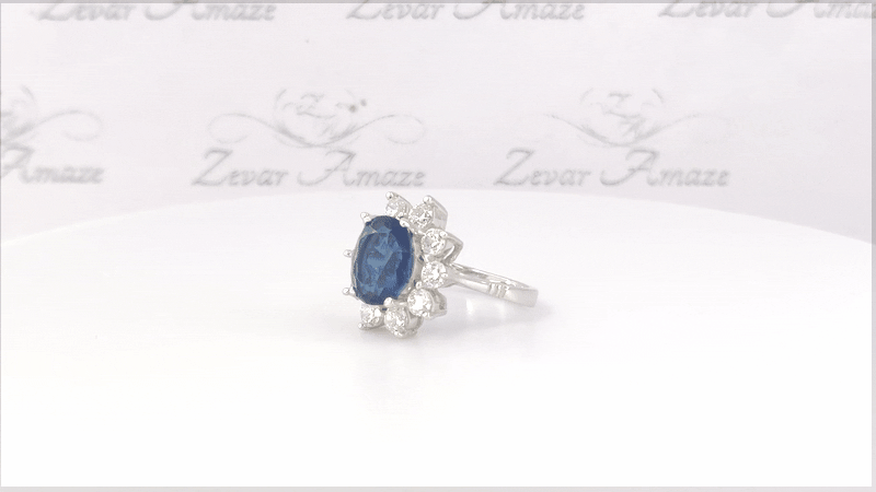 Blue sapphire diamond Ring Video- Zevar Amaze