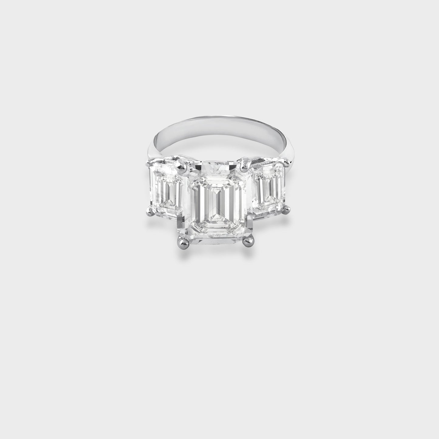 Front view of emeral Moissanite Solitiare