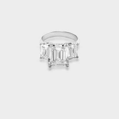Front view of emeral Moissanite Solitiare