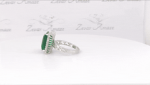 Load image into Gallery viewer, Dahlia Green Emerald Diamond Silver Ring for Her- Video