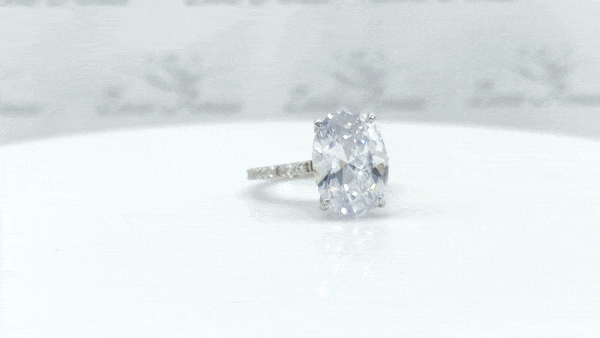 Moissanite Classic Silver oval CZ Solitaire Ring