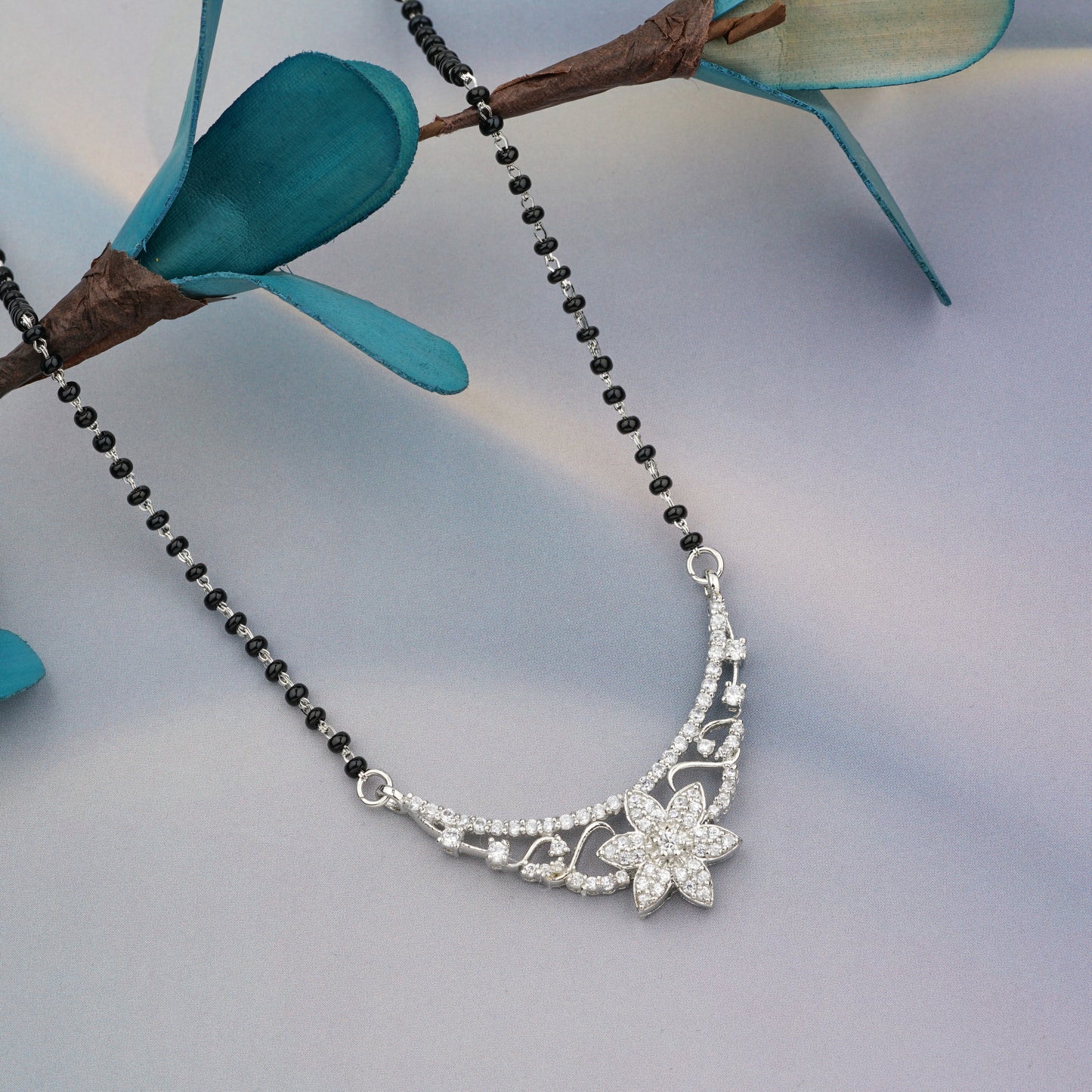 Silver Lily mangalsutra