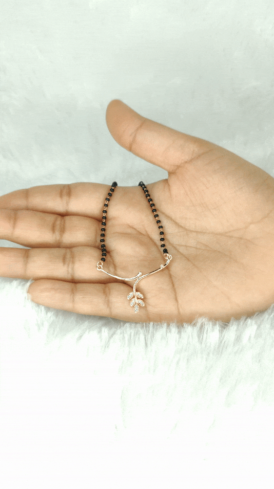 Rose Gold leaf mangalsutra - Zevar Amaze