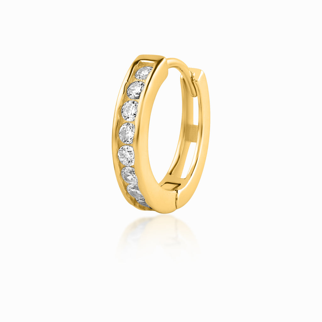 Channel Line diamond Silver Hoop Earrings For Men 