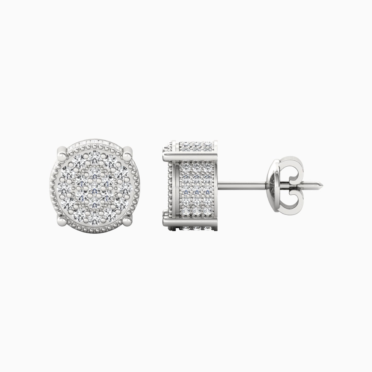 Vintage Silver Studs for Men front and side view