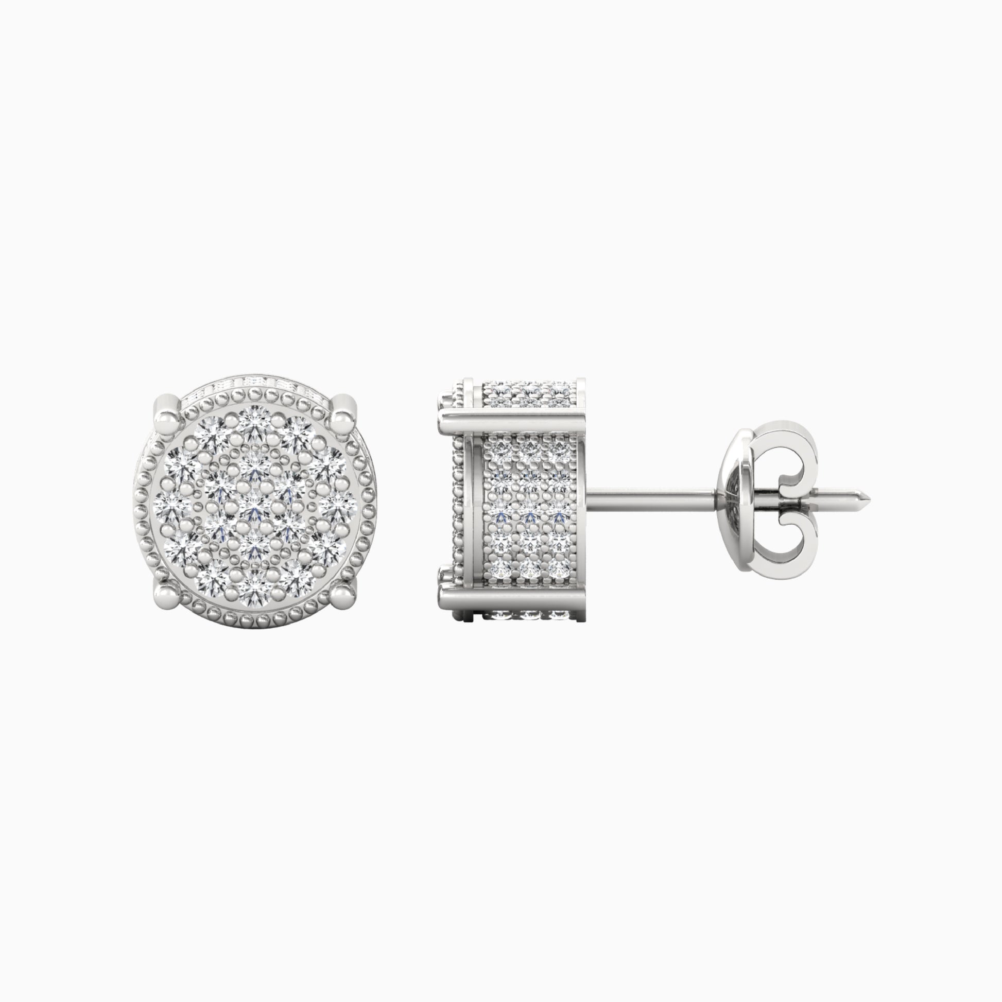 Vintage Silver Studs for Men front and side view