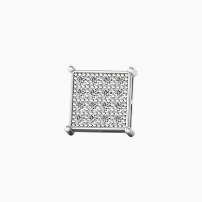 16 Square Diamond Silver Stud for Men- Silver